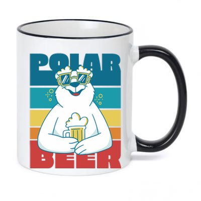 Polar Bear Funny Beer Lover Retro Sunset 11oz Black Color Changing Mug