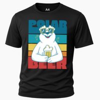 Polar Bear Funny Beer Lover Retro Sunset Cooling Performance Crew T-Shirt
