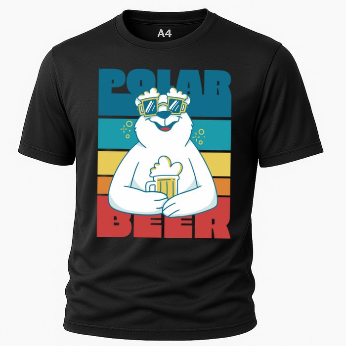 Polar Bear Funny Beer Lover Retro Sunset Cooling Performance Crew T-Shirt