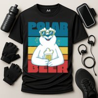 Polar Bear Funny Beer Lover Retro Sunset Cooling Performance Crew T-Shirt