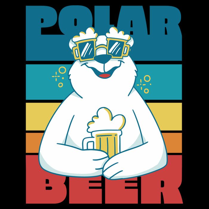 Polar Bear Funny Beer Lover Retro Sunset Cooling Performance Crew T-Shirt