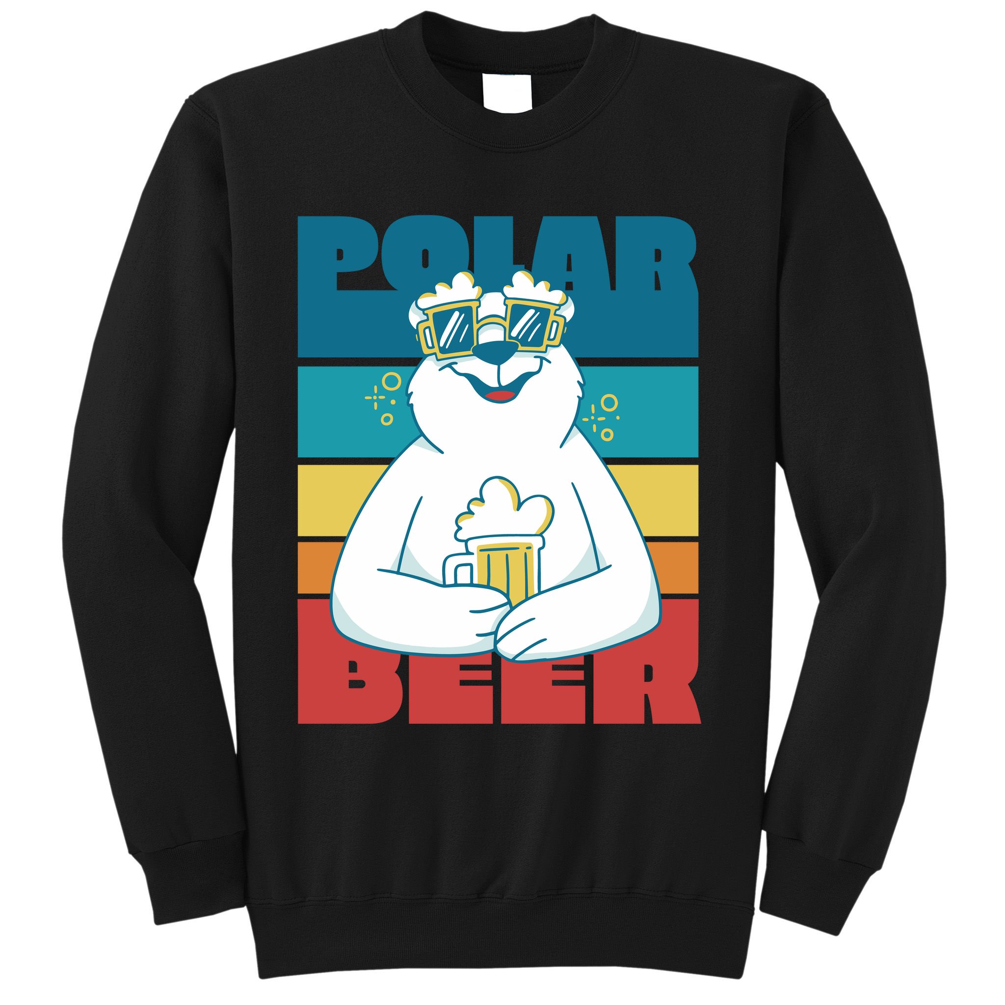 Polar Bear Funny Beer Lover Retro Sunset Sweatshirt