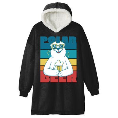 Polar Bear Funny Beer Lover Retro Sunset Hooded Wearable Blanket
