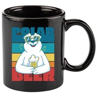 Polar Bear Funny Beer Lover Retro Sunset 11oz C Handle Ceramic Mug