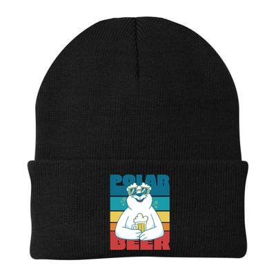 Polar Bear Funny Beer Lover Retro Sunset Beanie