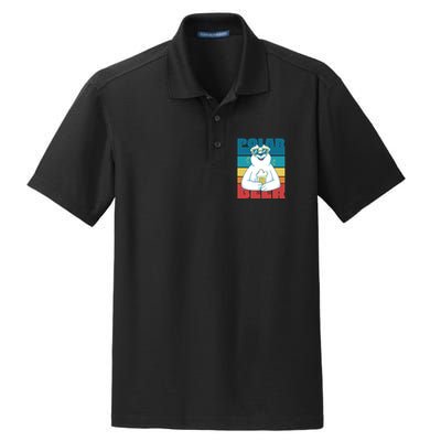 Polar Bear Funny Beer Lover Retro Sunset Dry Zone Grid Polo