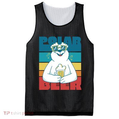 Polar Bear Funny Beer Lover Retro Sunset Mesh Reversible Basketball Jersey Tank