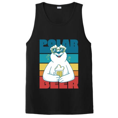 Polar Bear Funny Beer Lover Retro Sunset PosiCharge Competitor Tank
