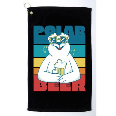 Polar Bear Funny Beer Lover Retro Sunset Golf Towel