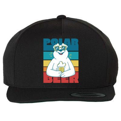 Polar Bear Funny Beer Lover Retro Sunset Wool Snapback Cap