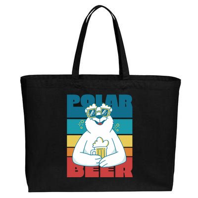 Polar Bear Funny Beer Lover Retro Sunset Cotton Canvas Jumbo Tote