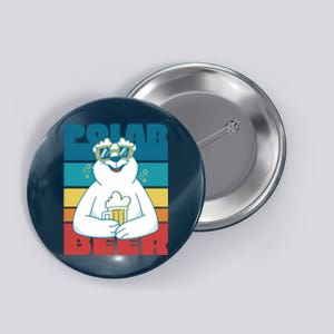 Polar Bear Funny Beer Lover Retro Sunset Button