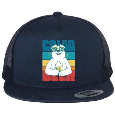 Polar Bear Funny Beer Lover Retro Sunset Flat Bill Trucker Hat