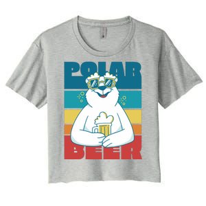 Polar Bear Funny Beer Lover Retro Sunset Women's Crop Top Tee