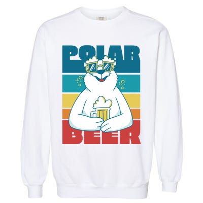 Polar Bear Funny Beer Lover Retro Sunset Garment-Dyed Sweatshirt
