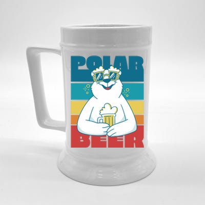 Polar Bear Funny Beer Lover Retro Sunset Beer Stein