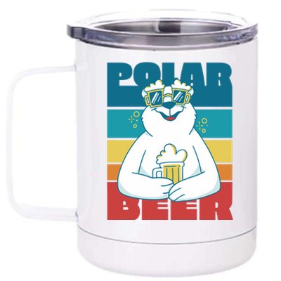 Polar Bear Funny Beer Lover Retro Sunset 12 oz Stainless Steel Tumbler Cup