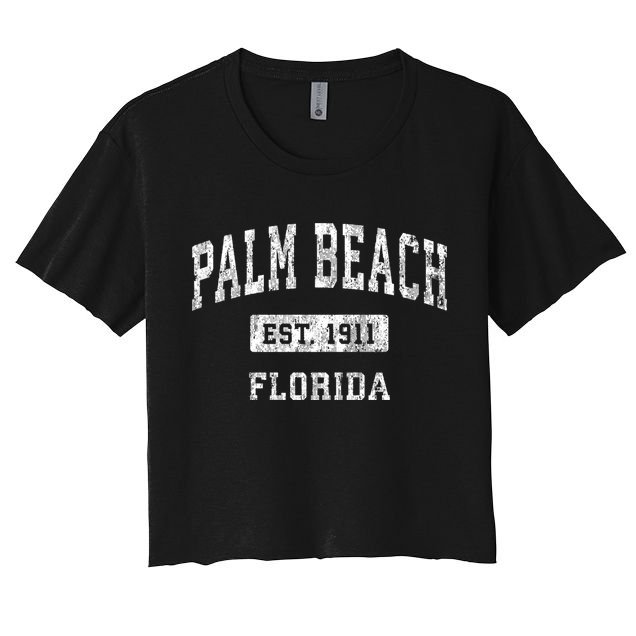 Palm Beach Florida Fl Vintage Established Sports Crop Top