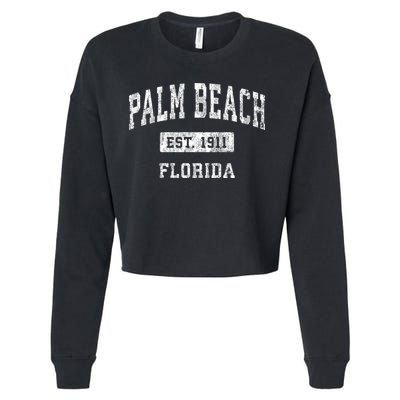 Palm Beach Florida Fl Vintage Established Sports Cropped Pullover Crew