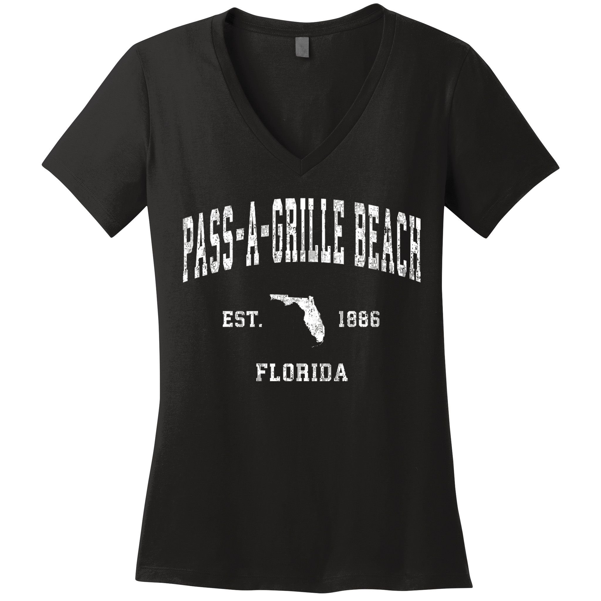 Passagrille Beach Florida Fl Vintage Athletic Women's V-Neck T-Shirt