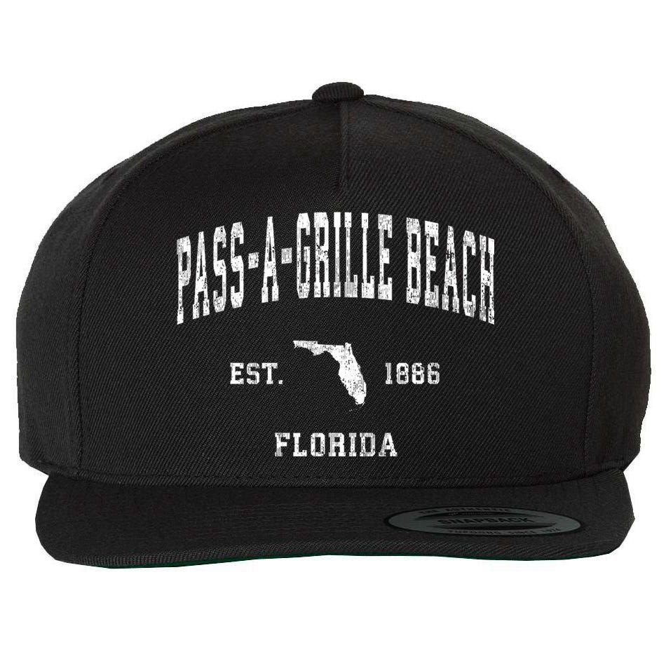 Passagrille Beach Florida Fl Vintage Athletic Wool Snapback Cap
