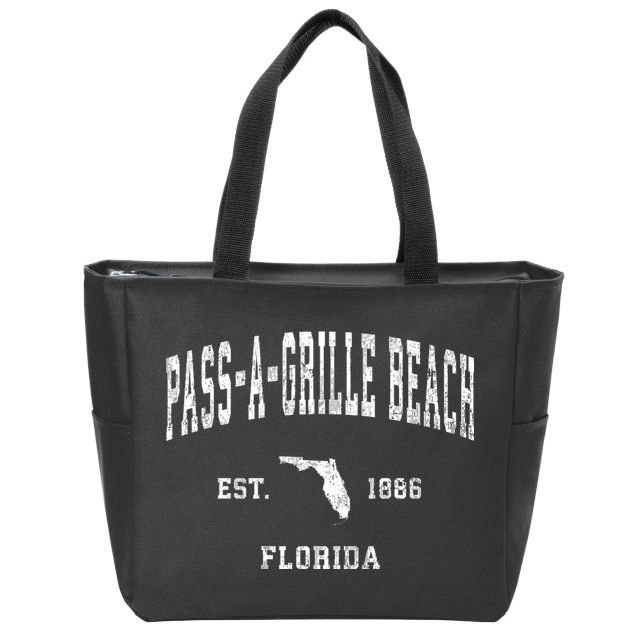 Passagrille Beach Florida Fl Vintage Athletic Zip Tote Bag