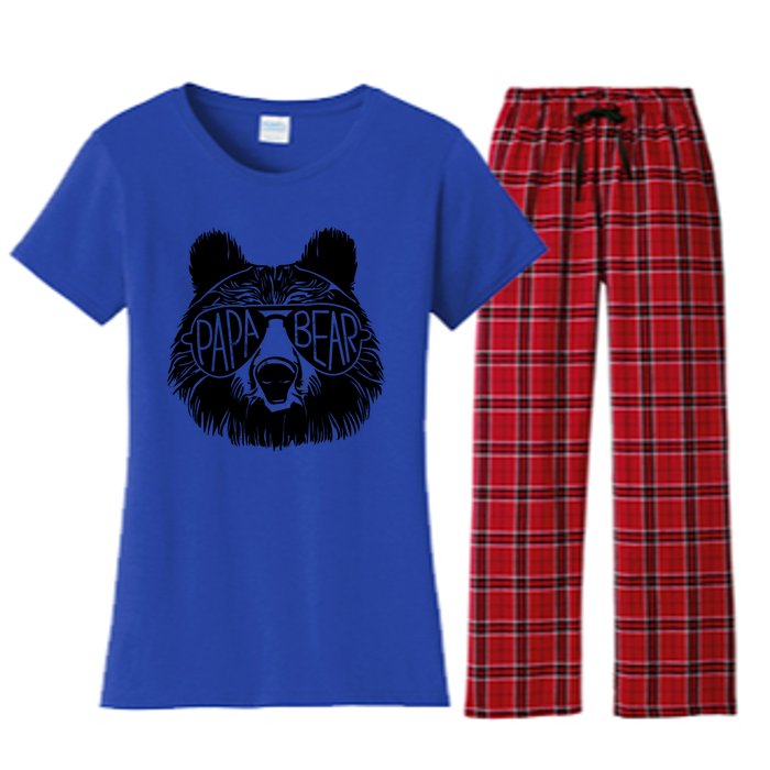 Papa Bear Face Sunglasses Papa Bear Lover FatherS Day Gift Women's Flannel Pajama Set