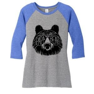 Papa Bear Face Sunglasses Papa Bear Lover FatherS Day Gift Women's Tri-Blend 3/4-Sleeve Raglan Shirt