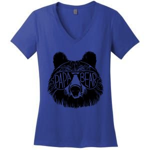 Papa Bear Face Sunglasses Papa Bear Lover FatherS Day Gift Women's V-Neck T-Shirt