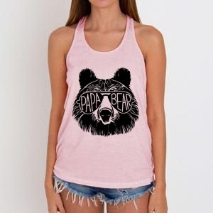 Papa Bear Face Sunglasses Papa Bear Lover FatherS Day Gift Women's Knotted Racerback Tank