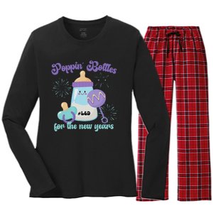 Poppin Bottles For New Years Labor and Delivery Nurse Women's Long Sleeve Flannel Pajama Set 