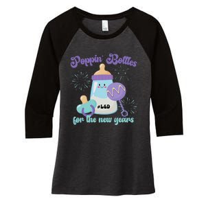 Poppin Bottles For New Years Labor and Delivery Nurse Women's Tri-Blend 3/4-Sleeve Raglan Shirt