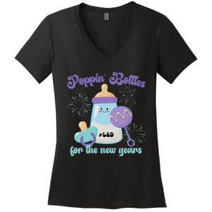 Poppin Bottles For New Years Labor and Delivery Nurse Women's V-Neck T-Shirt