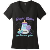 Poppin Bottles For New Years Labor and Delivery Nurse Women's V-Neck T-Shirt