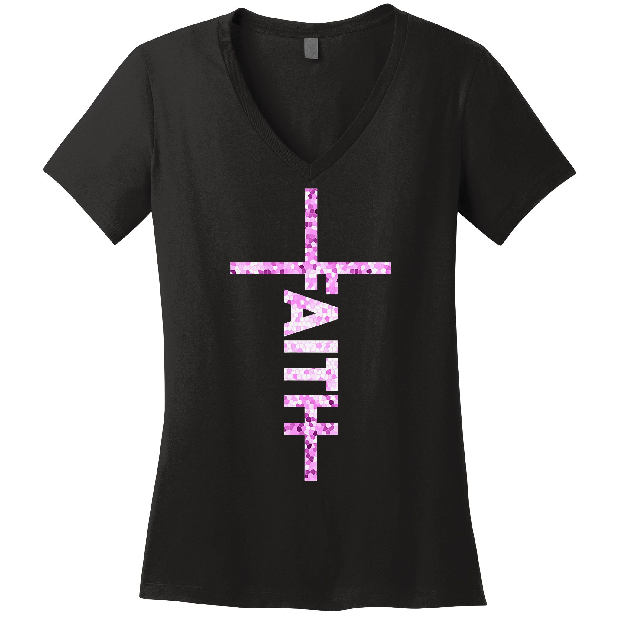 Powered By FAITH Saved By JESUS - Christian Women's V-Neck T-Shirt