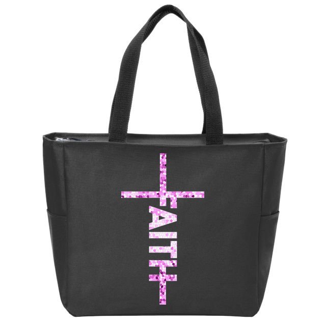 Powered By FAITH Saved By JESUS - Christian Zip Tote Bag
