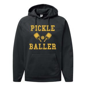 Pickle Baller Funny Sport Lover Performance Fleece Hoodie