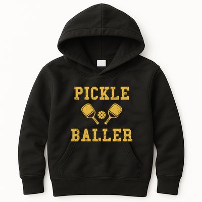 Pickle Baller Funny Sport Lover Kids Hoodie
