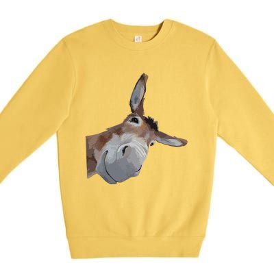 Peach Bruh Funny Donkey Art Donkey Head Smile Eagerlys Premium Crewneck Sweatshirt