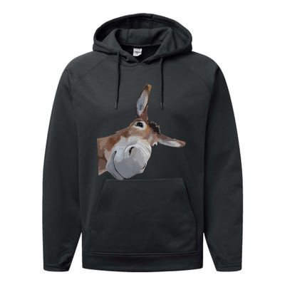 Peach Bruh Funny Donkey Art Donkey Head Smile Eagerlys Performance Fleece Hoodie