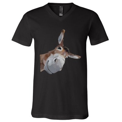 Peach Bruh Funny Donkey Art Donkey Head Smile Eagerlys V-Neck T-Shirt