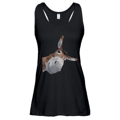 Peach Bruh Funny Donkey Art Donkey Head Smile Eagerlys Ladies Essential Flowy Tank