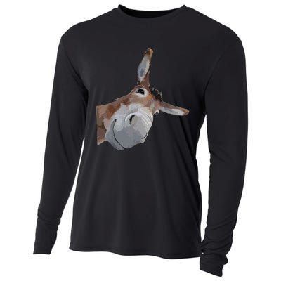 Peach Bruh Funny Donkey Art Donkey Head Smile Eagerlys Cooling Performance Long Sleeve Crew