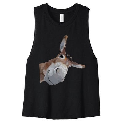 Peach Bruh Funny Donkey Art Donkey Head Smile Eagerlys Women's Racerback Cropped Tank