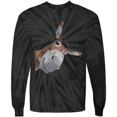 Peach Bruh Funny Donkey Art Donkey Head Smile Eagerlys Tie-Dye Long Sleeve Shirt