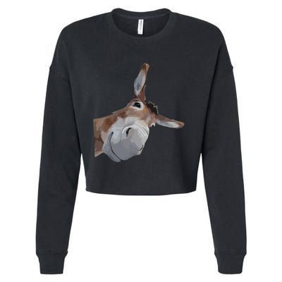 Peach Bruh Funny Donkey Art Donkey Head Smile Eagerlys Cropped Pullover Crew