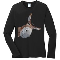 Peach Bruh Funny Donkey Art Donkey Head Smile Eagerlys Ladies Long Sleeve Shirt