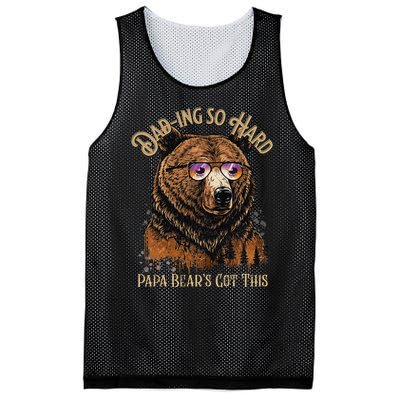 Papa Bear Funny Fathers Day Gift Mesh Reversible Basketball Jersey Tank