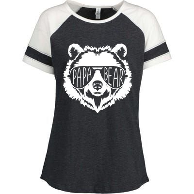 Papa Bear Face With Sunglasses Funny Gift Enza Ladies Jersey Colorblock Tee