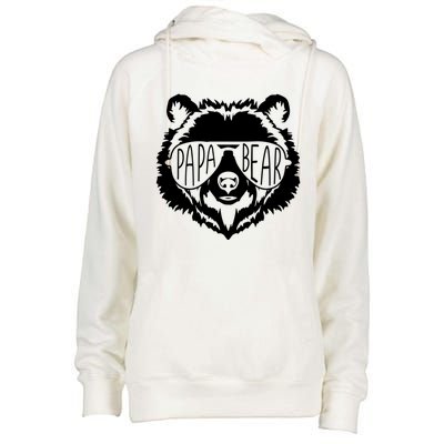 Papa Bear Face With Sunglasses Funny Gift Womens Funnel Neck Pullover Hood